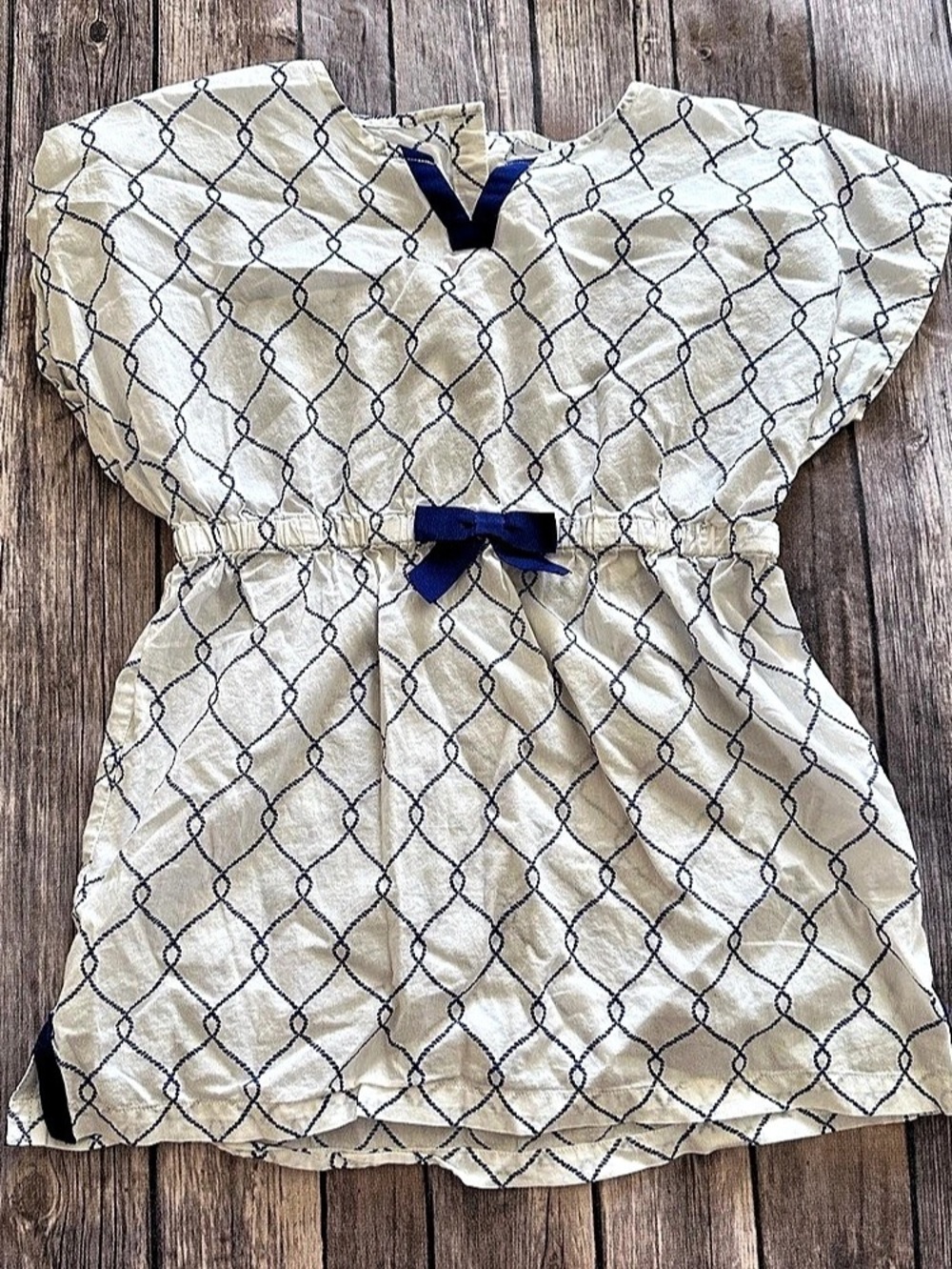 Janie and Jack Blue/white diamond pattern swim cover 6y vguc